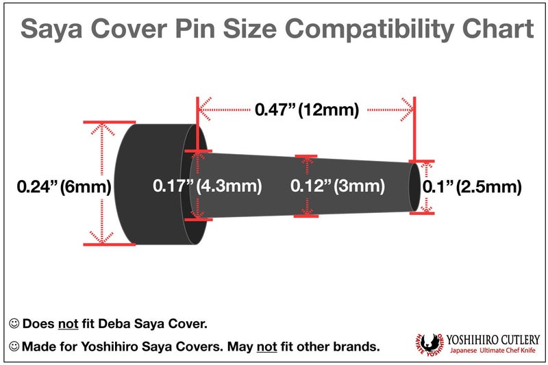 Yoshihiro Safety Pin for Saya Knife Covers [Compatibility Chart Provided] (5PC Set) - Image 3
